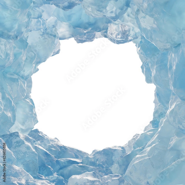 Fototapeta Frame of ice mountain cave with isolated on transparent background - PNG file, 3D rendering illustration, Clip art, cut out and element