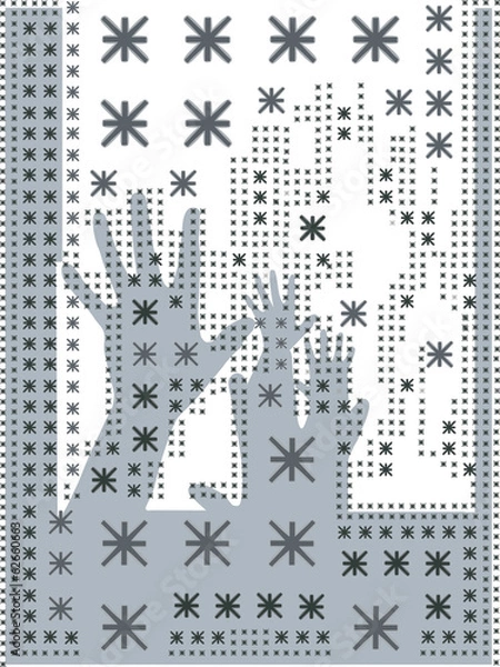Obraz hands with hello vektor print pattern