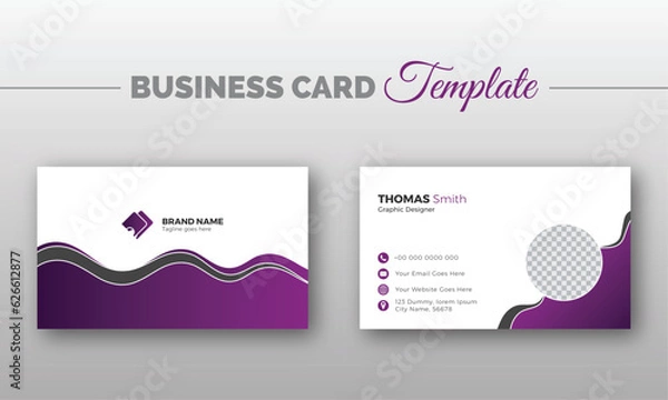 Fototapeta Modern & minimal business card with photo, simple clean design template, vector design, professional business card template, visiting card template. double sided business card design template