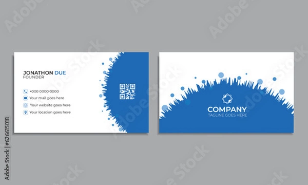 Obraz Business card template Fresh Card Minimal Design White and Blue own Design Simple Design Vector Illustrator Visiting Card Name Card