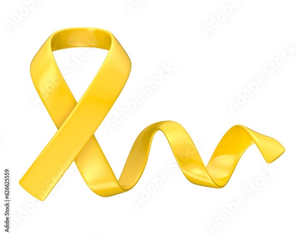Fototapeta yellow ribbon as symbol for yellow september in 3d realistic render
