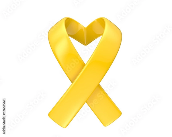 Fototapeta yellow ribbon as symbol for yellow september in 3d realistic render