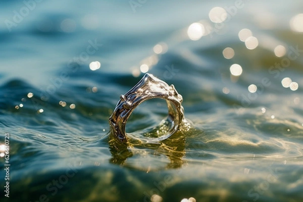 Fototapeta Holiday at beach - lost ring. Generative AI.