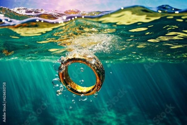 Fototapeta Holiday at beach - lost ring. Generative AI.