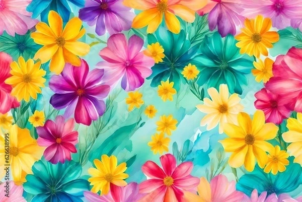 Fototapeta seamless background with flowers
