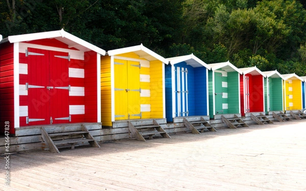 Fototapeta colorful beach huts 