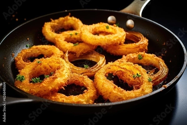 Obraz Crispy onion rings. Generative AI