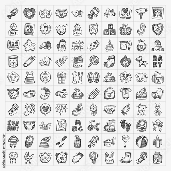 Obraz doodle baby icon sets