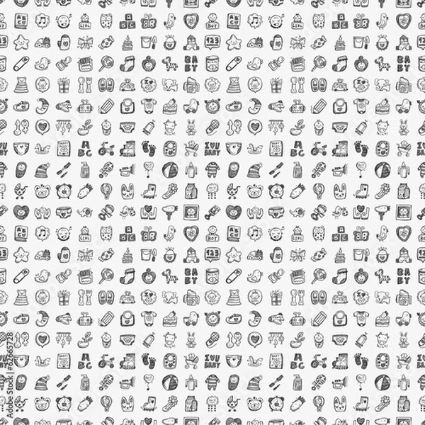 Fototapeta seamless doodle baby pattern