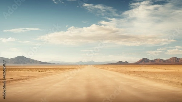 Fototapeta Empty Desert Road horizontal With Copy Space