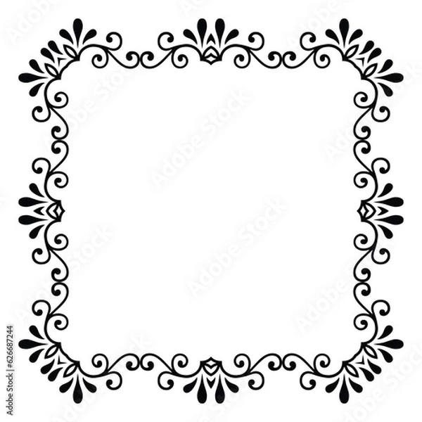 Fototapeta Oriental vector frame with arabesques and floral elements