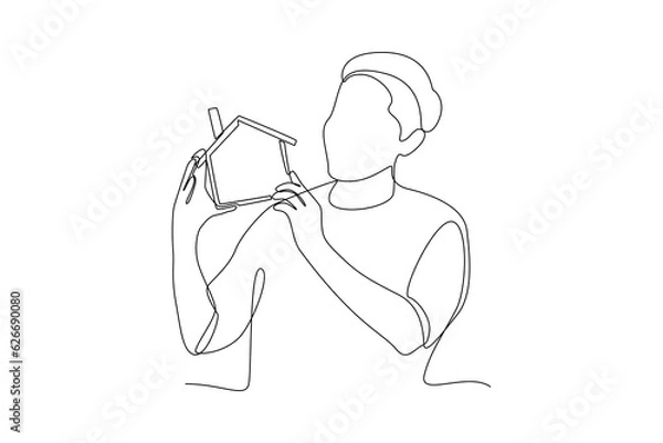 Fototapeta Continuous one line drawing investment and stock concept. Single line draw design vector graphic illustration.