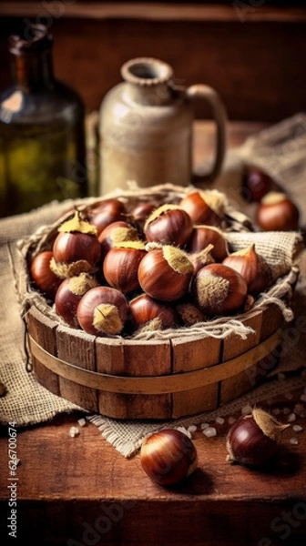 Obraz Freshly washed chestnuts