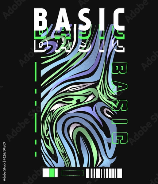 Fototapeta Abstract illustration futuristic green and blue Poster t shirt design, vector graphic, typographic poster or tshirts street wear and Urban style