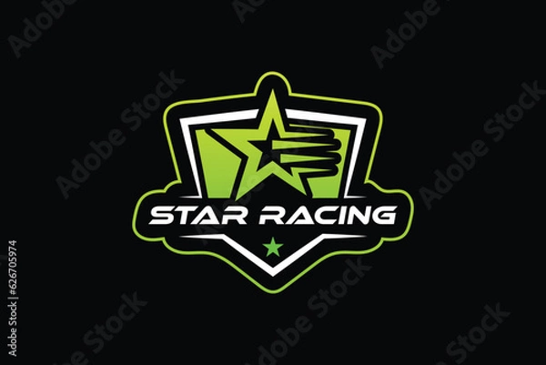 Fototapeta Trendy and Professional Star racing and star run logo design vector template