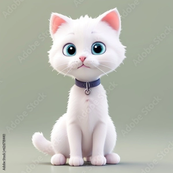 Obraz white cat with eyes