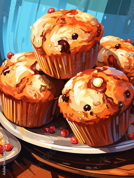 Obraz a muffins illustration created by generative AI