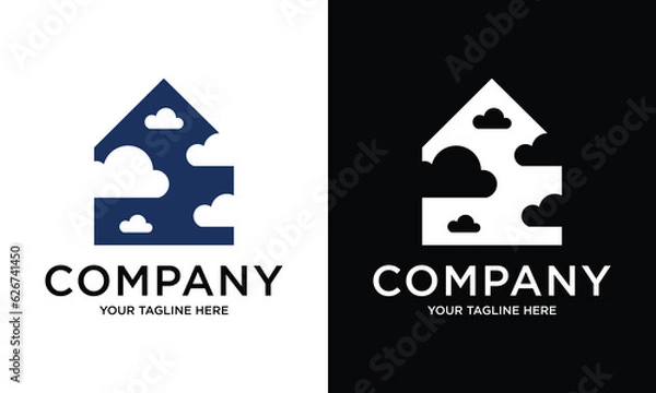 Fototapeta Vector cloud and house logo design.