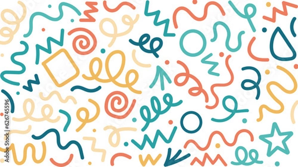 Fototapeta Abstract Colorful seamless doodles. Creative minimalist art style background for kids or modern design with basic shapes. simple childish vector design