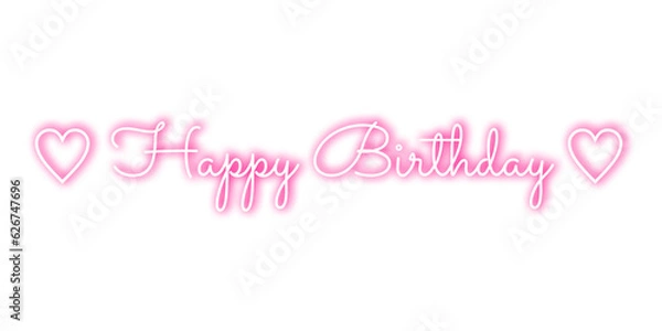 Obraz Pink neon birthday text effect