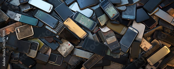 Obraz Huge pile of smartphones or second hand phones.