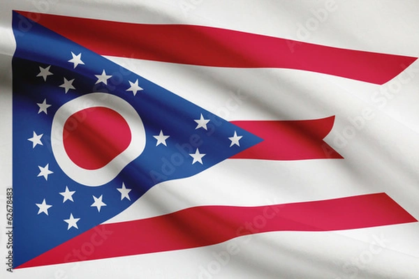 Fototapeta Series of ruffled flags of US states. State of Ohio.