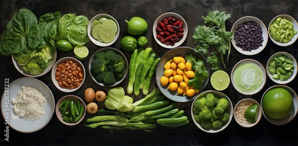 Obraz Fruits and vegetables. Generative AI.