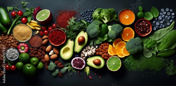 Obraz Fruits and vegetables. Generative AI.