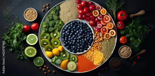 Obraz Fruits and vegetables. Generative AI.