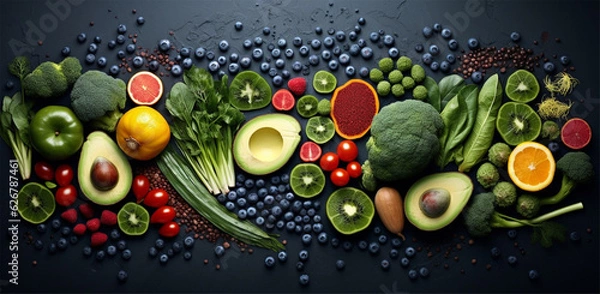 Obraz Fruits and vegetables. Generative AI.