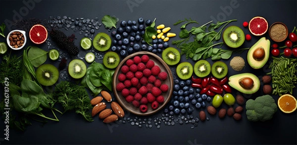 Obraz Fruits and vegetables. Generative AI.