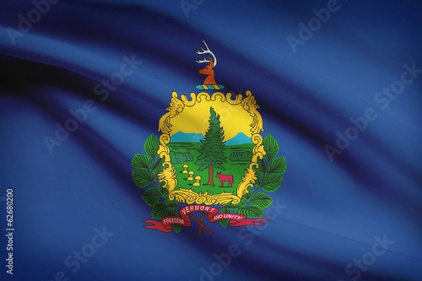 Fototapeta Series of ruffled flags of US states. State of Vermont.