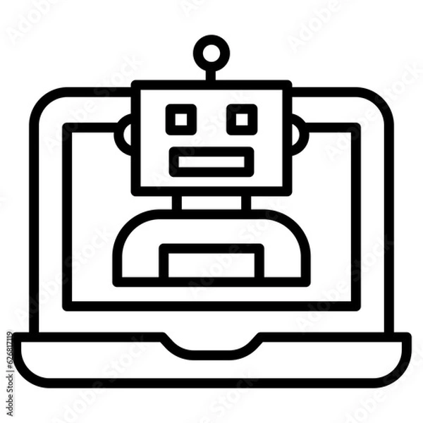 Obraz Outline Laptop chatbot icon