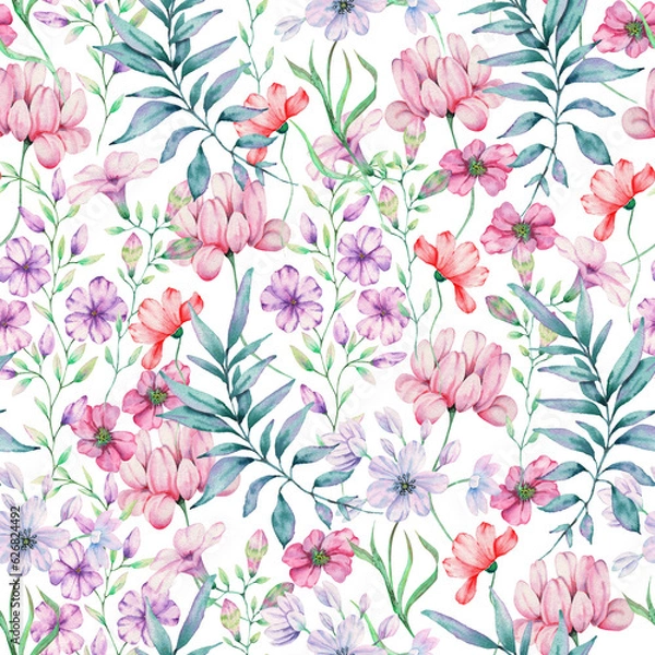 Obraz Watercolor Floral Seamless Pattern Design