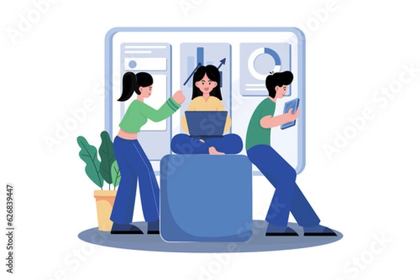 Fototapeta Team Discussing About Business Grow