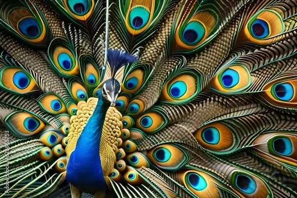 Fototapeta peacock feathers background generated Ai.