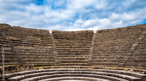Fototapeta Step seats of Odeean Theatre of Pompeii