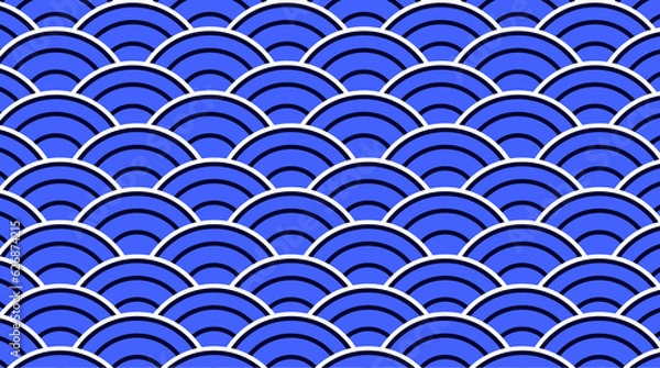 Fototapeta Chinese waves. Seamless pattern of waves. Design for backdrops with sea, rivers or water texture. Texture of water. 