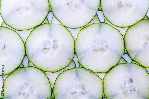Fototapeta 整列した輪切りのきゅうり