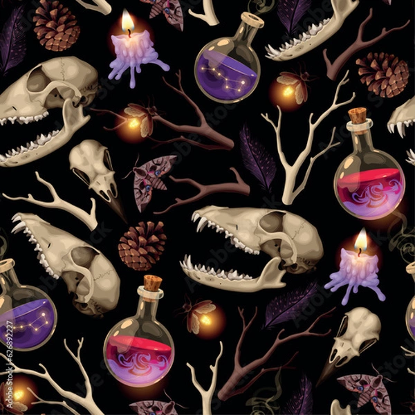 Fototapeta Vector seamless pattern with animal skulls