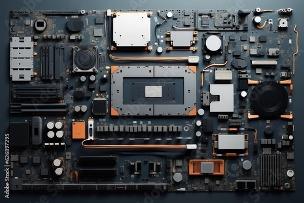 Fototapeta Desktop layout, deconsructed. Beautiful illustration picture. Generative AI