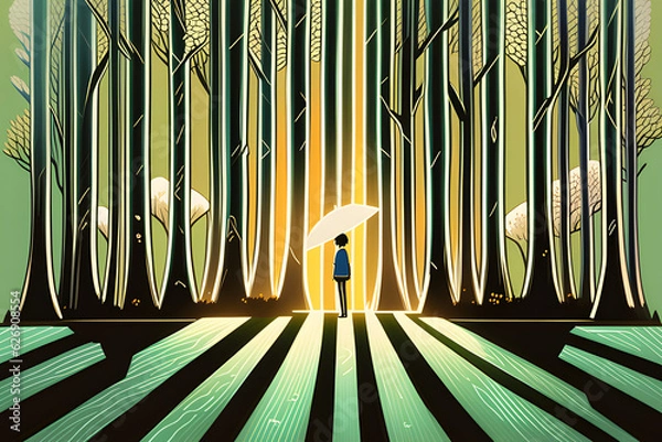 Fototapeta In the pleasant forest.
Generative AI