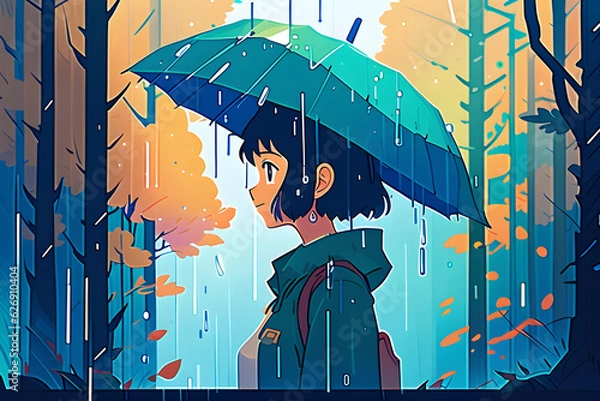 Fototapeta In the rainy forest.
Generative AI
