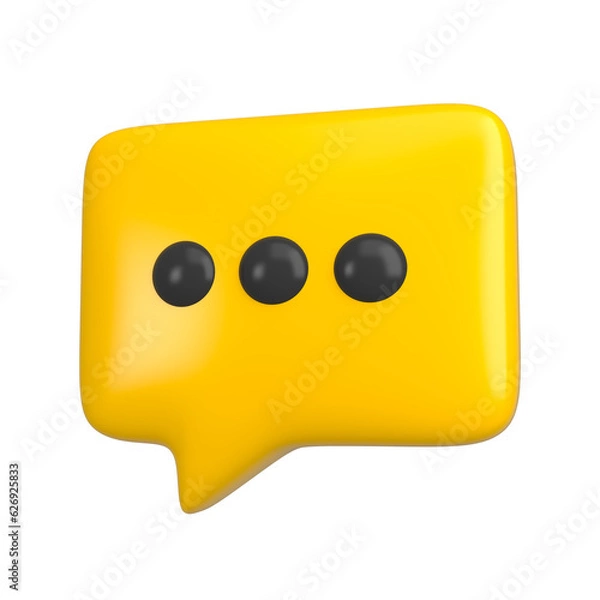 Obraz Chat bubble up message speech dialog icon symbol or communication type talk isolated. Yellow icon comments thread mention or reply sign with social media concept. 3d rendering.