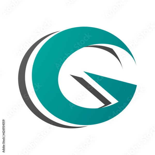 Obraz Persian Green and Black Round Layered Letter G Icon
