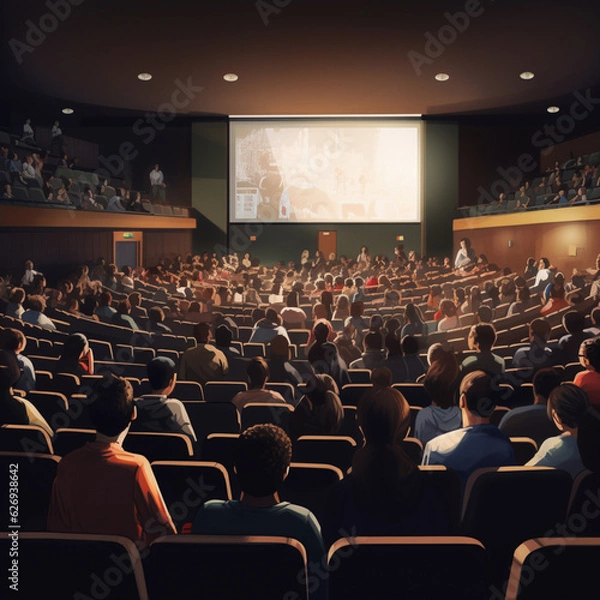 Fototapeta Audience watching a performance in an auditorium. Generative AI.