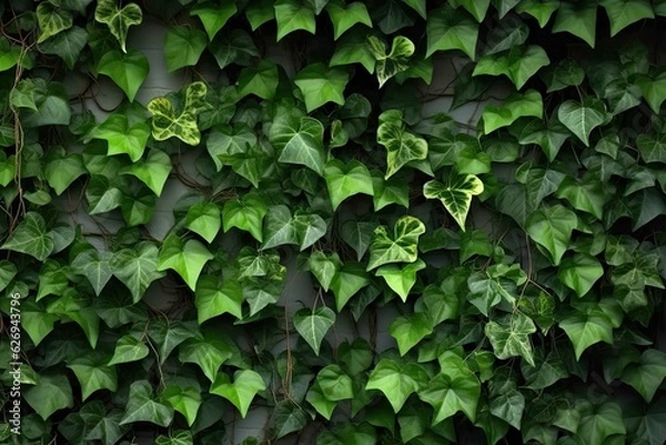 Fototapeta Abstract Ivy Branches Pattern on Green Textured Wall Background
