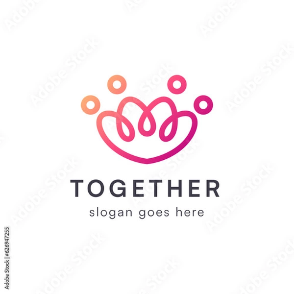 Fototapeta Minimal gradient heart community logo 