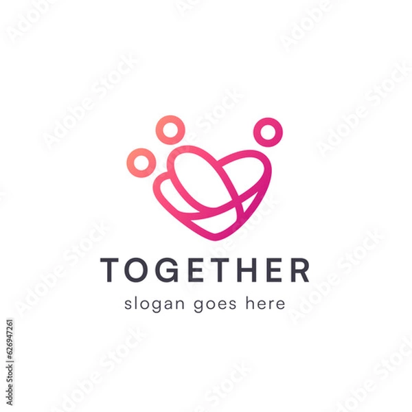 Fototapeta Minimal gradient heart community logo 