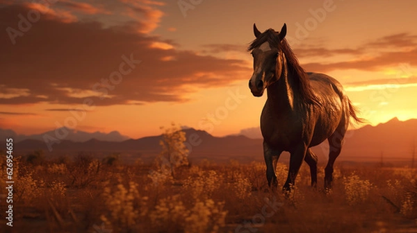Obraz horse in sunset